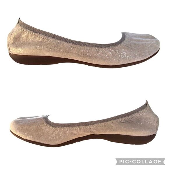 Abeo Tia BIO System Ballet Flats Slip On Golden Metallic Leather Shoes Size 9.5N - Picture 3 of 12